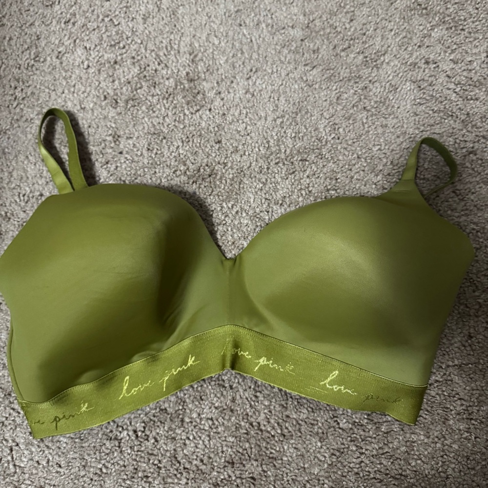 Olive Green Pink by Victoria’s Secret 38DD Lightly Lined Wireless Bra